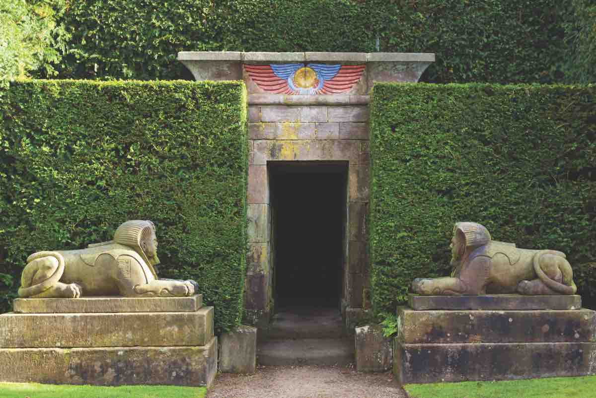 Sphinxes at the entrance in Egypt at Biddulph Grange Garden, Staffordshire.