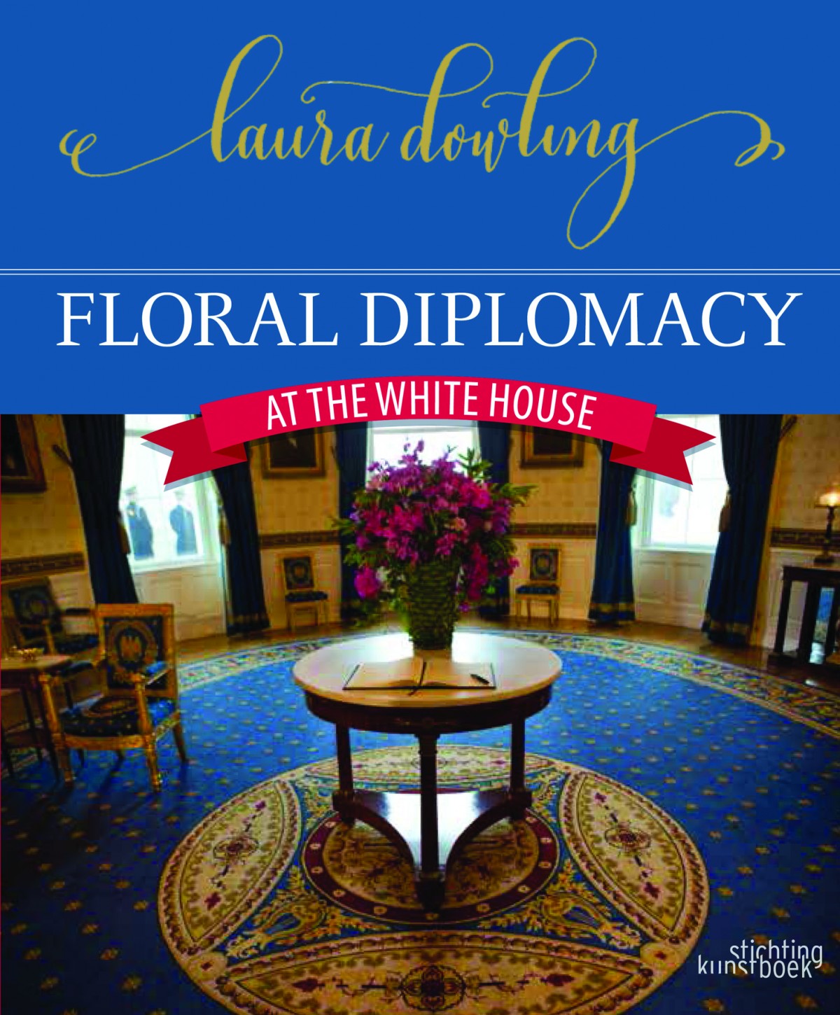 Blue cover of FLORAL DIPLOMACY by Laura Dowling.