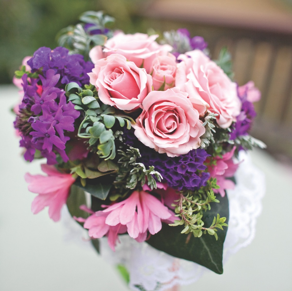 pink tussie mussie, engagement flowers
