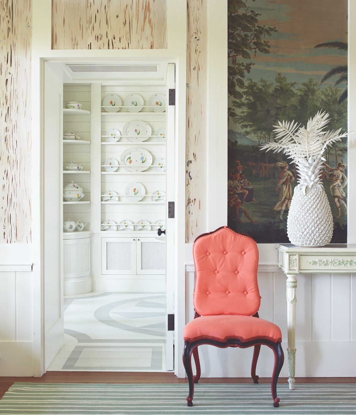 Amanda Lindroth designed room with coral chair