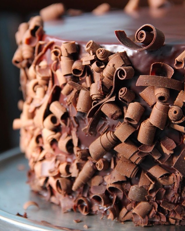 Best of Asheville: chocolate cake covered in chocolate curls