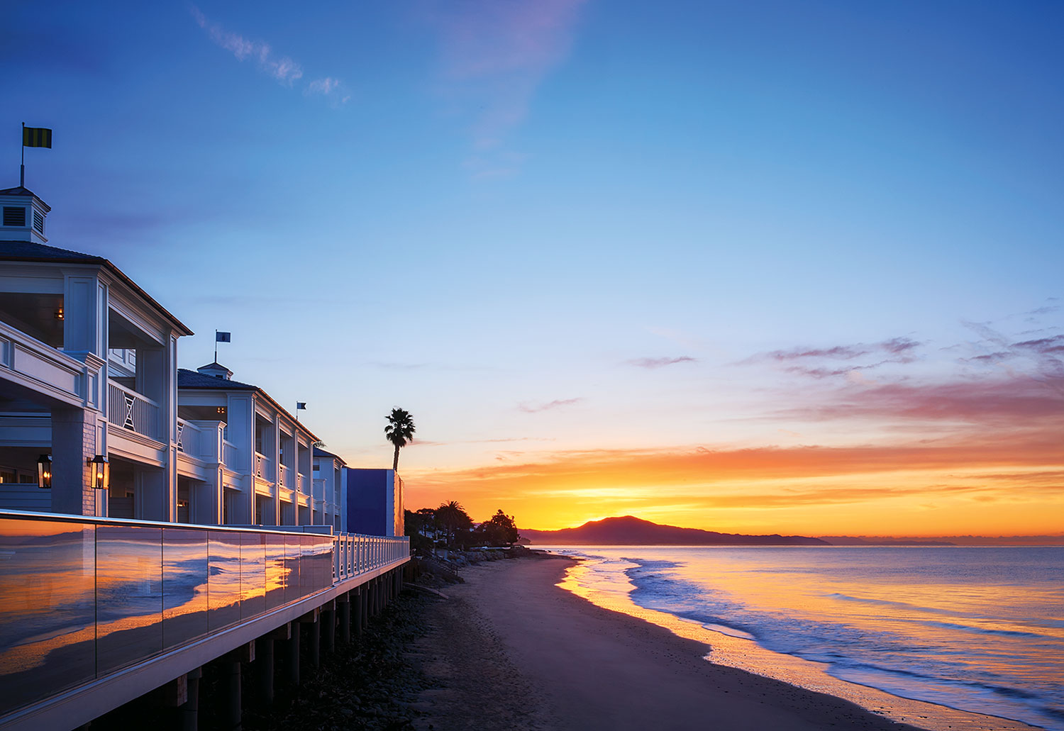 favorite Santa Barbara hotels: Rosewood Miramar Beach; view of the water at sunset