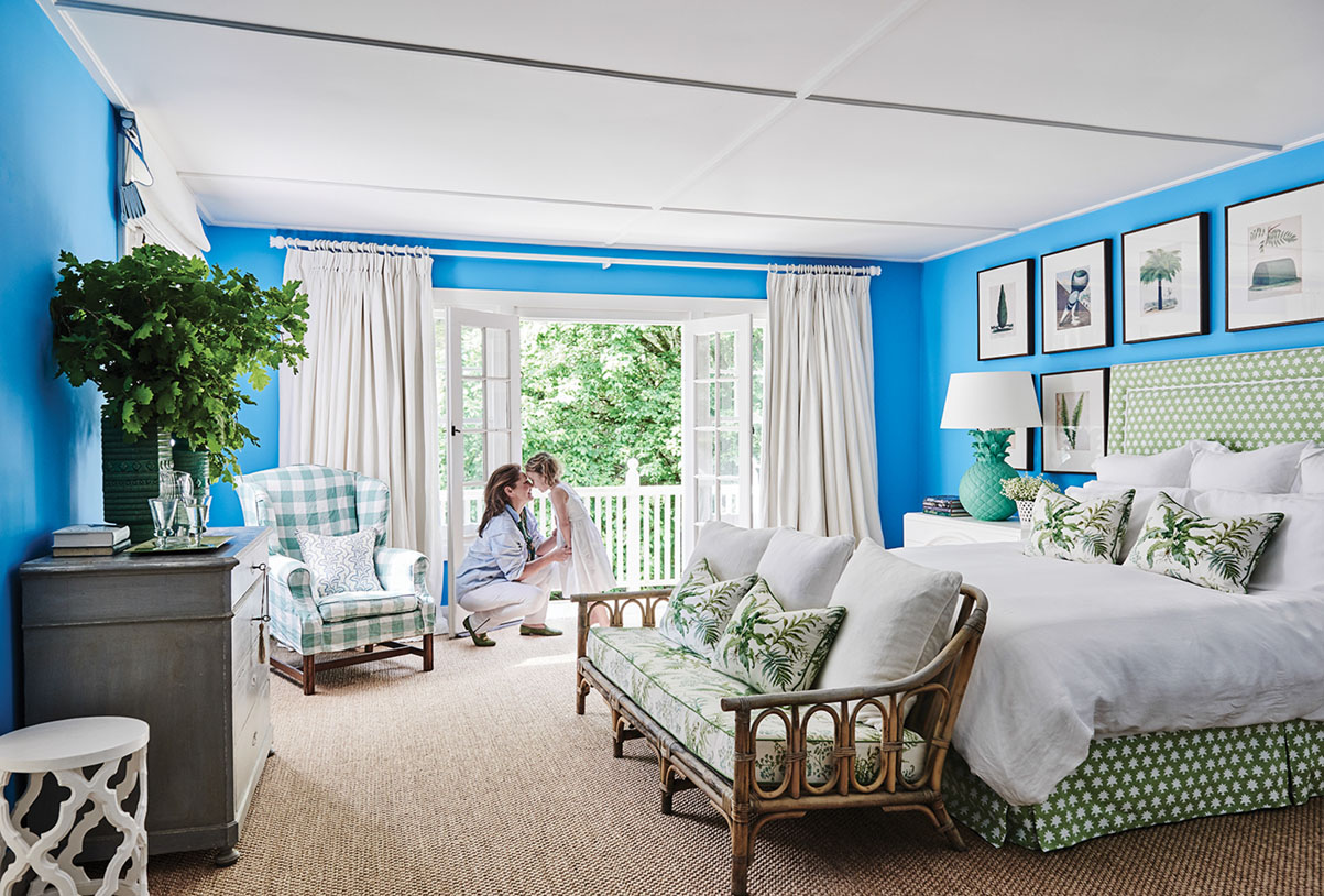 blue master bedroom in the home of Australian interior designer Charlotte Coote