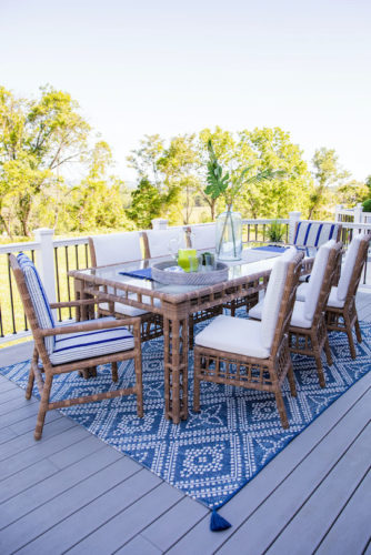Outdoor Table Setting, blue-and-white table setting