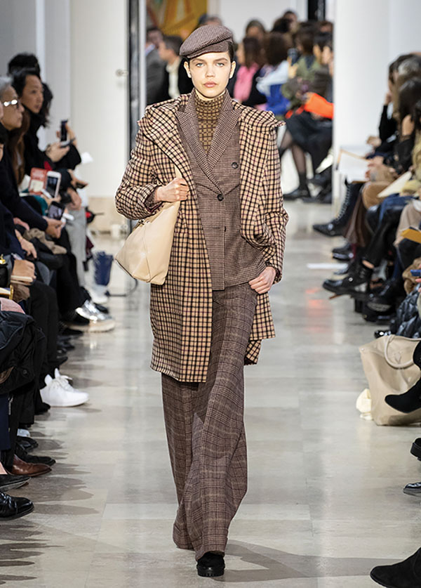 Menswear-inspired women's apparel at a fall 2020 runway show for Akris