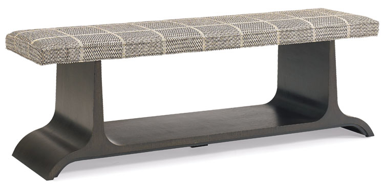 bench upholstered in a menswear-inspired plaid