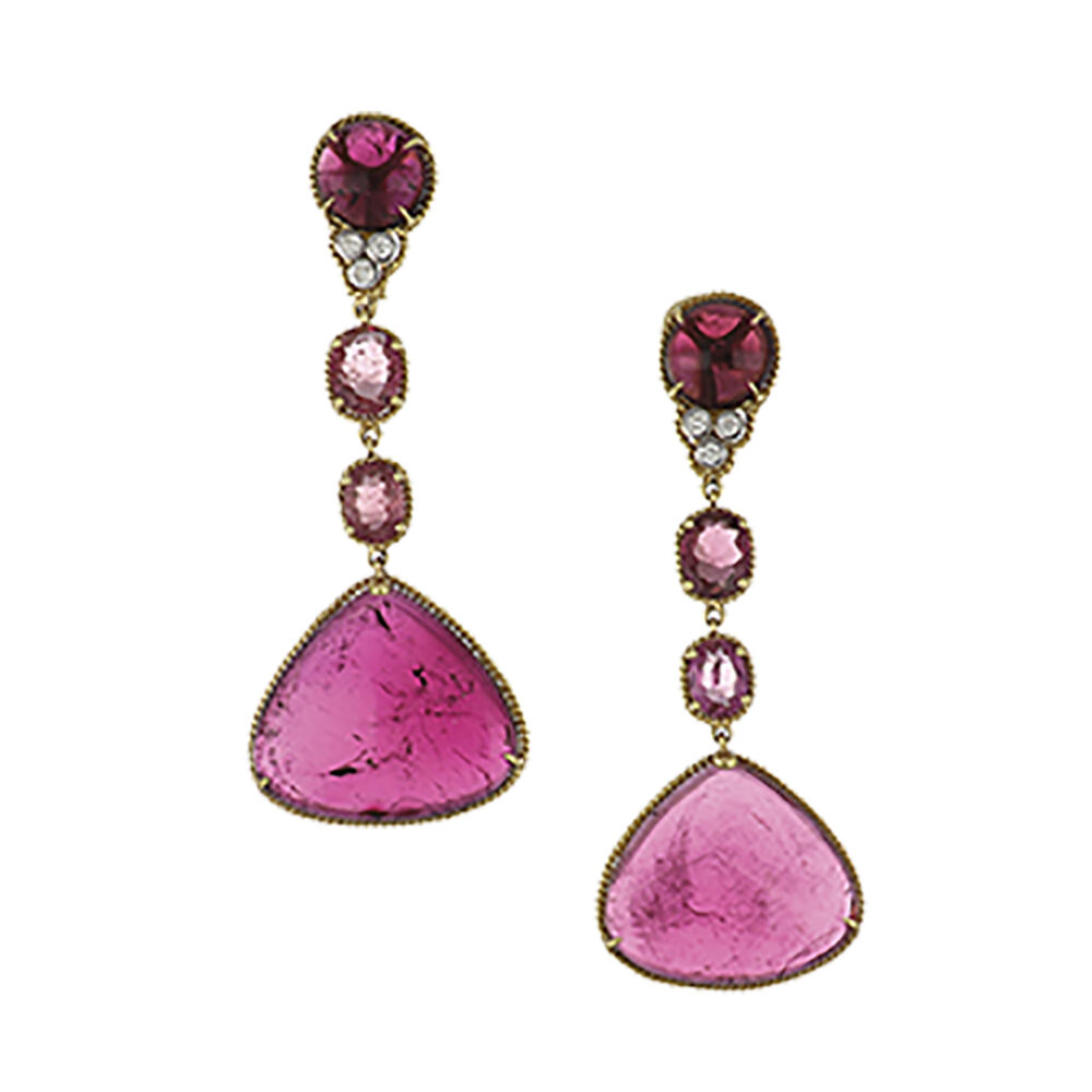 Pink Tourmaline  Dangle Earrings