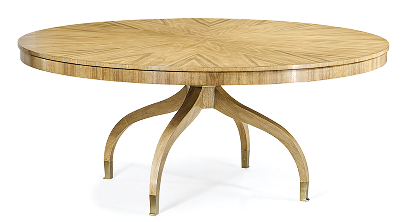 circular dining table made from walnut