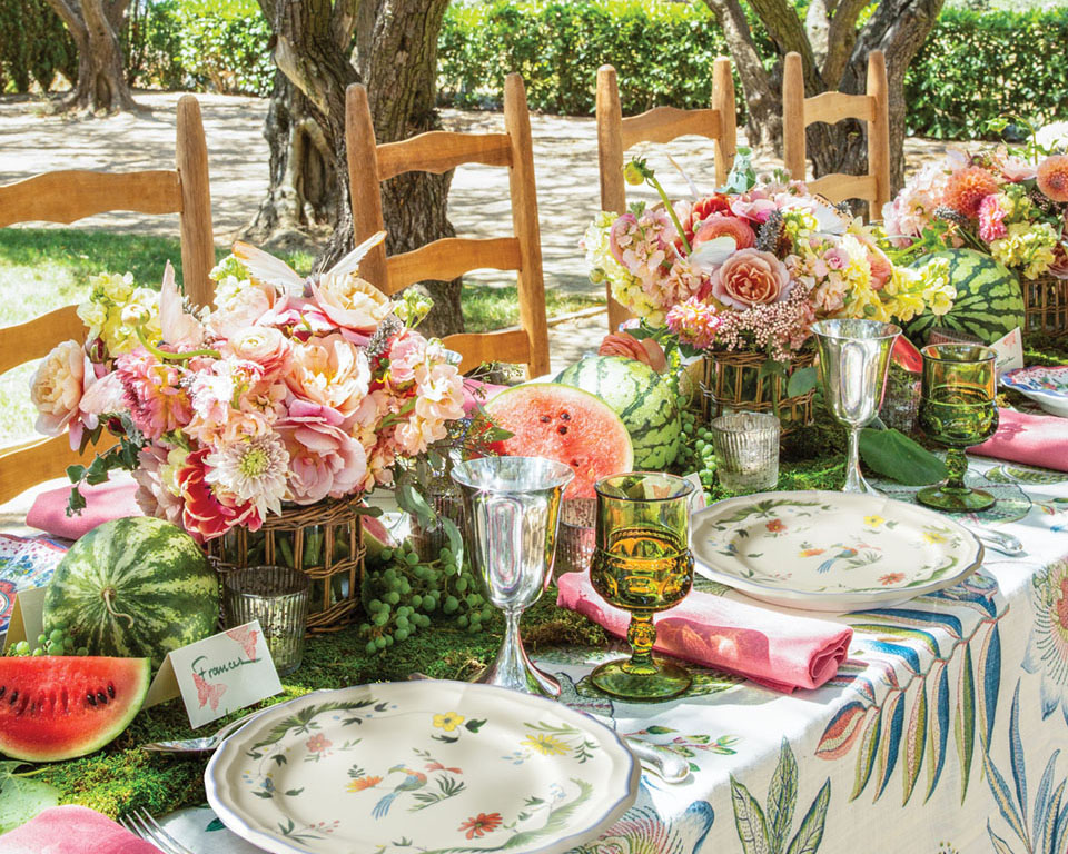 Outdoor dinner party table
