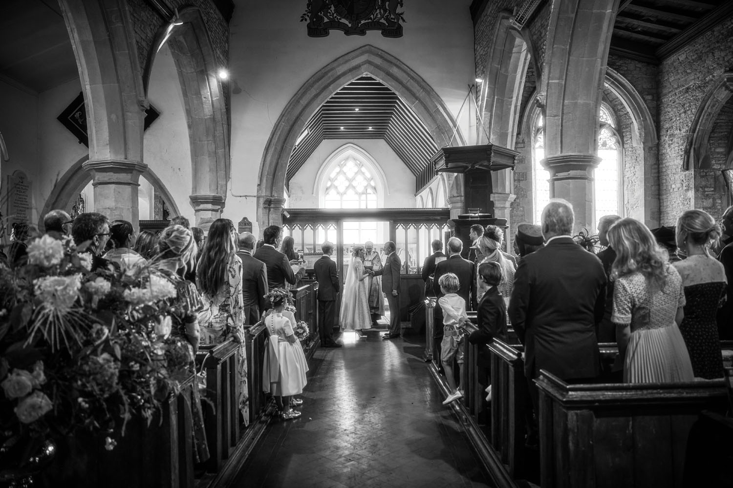 The couple were married in the nave of St. Bartholemew’s, the 14th-century church where India had been christened and where her father, famed British designer David Hicks, is buried.