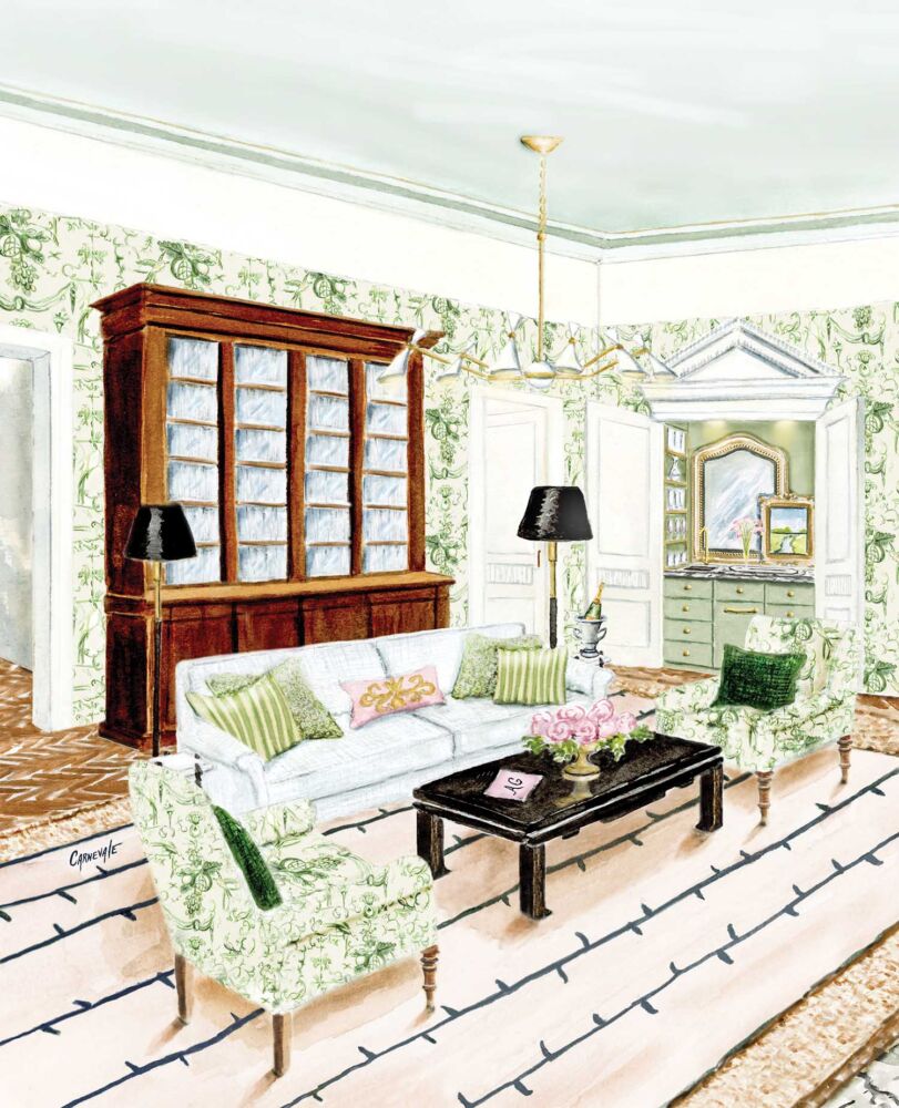 Living room designed by Ashley Gilbreath at the Flower magazine Baton Rouge Showhouse