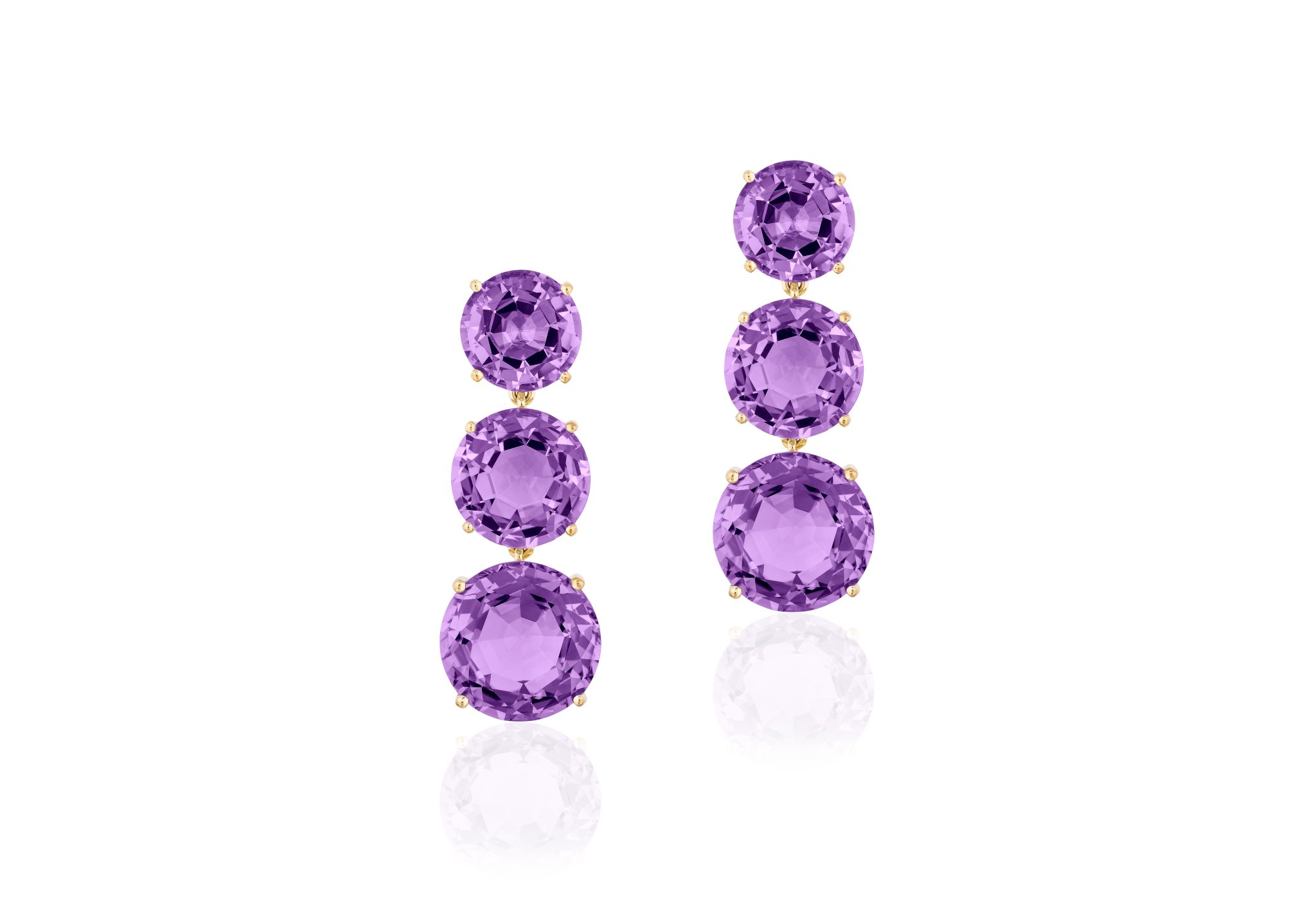 Purple jewel dangle earrings.