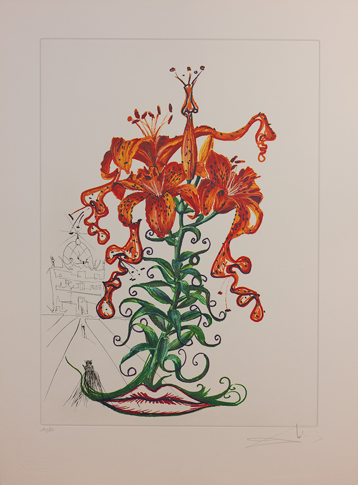 One of Salvador Dali's florals, Tiger Lilies and Mustache